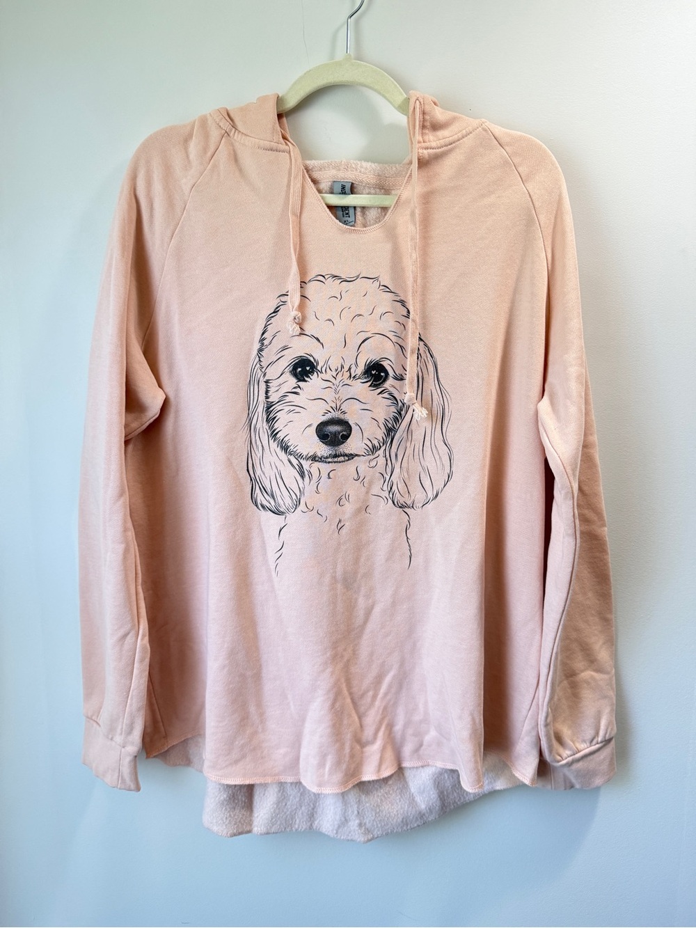 Peach Dog Portrait Pullover Hoodie Sweatshirt Women size XL